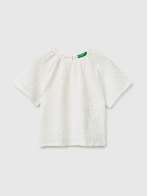 Benetton, Textured Blouse, Size: XL, Creamy White, Kids United Colors of Benetton