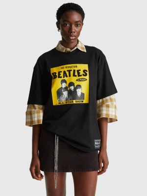 Benetton, The Beatles Cotton T-shirt, Size: XXS, Black, Women United Colors of Benetton