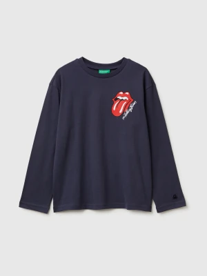 Benetton, "the Rolling Stones" T-shirt With Front And Back Print, Size: XL, Air Force Blue, Kids United Colors of Benetton