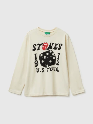 Benetton, "the Rolling Stones" T-shirt With Front And Back Print, Size: XL, Creamy White, Kids United Colors of Benetton