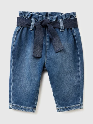 Benetton, Thermal Jeans With Sash, Size: 82, Blue, Kids United Colors of Benetton