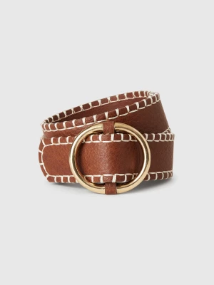 Benetton, Thin Belt In Imitation Leather, size , Brown, Women United Colors of Benetton