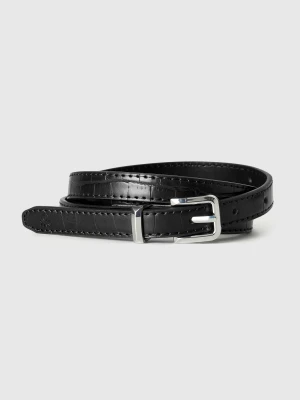 Benetton, Thin Belt With Coconut Print, Black, Women United Colors of Benetton