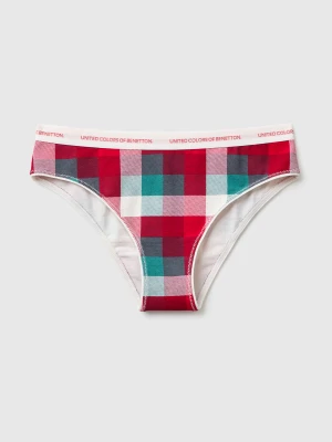Benetton, Thong Underwear In Tartan Check, Size: XS, Multi-color, Women United Colors of Benetton