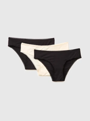 Benetton, Three Briefs In Stretch Modal, Size: XS, Multi-color, Women United Colors of Benetton