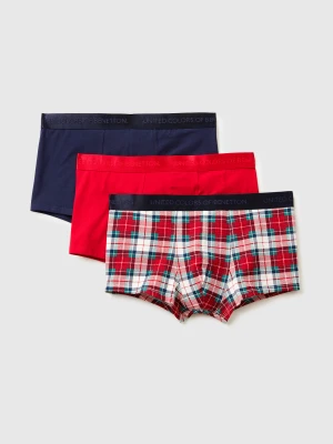 Benetton, Three Christmas Boxers In Stretch Cotton, Size: XL, Multi-color, Men United Colors of Benetton