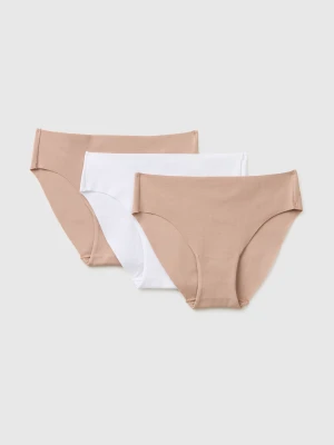 Benetton, Three Invisible Briefs In Super Stretch Cotton, Size: XS, Multi-color, Women United Colors of Benetton