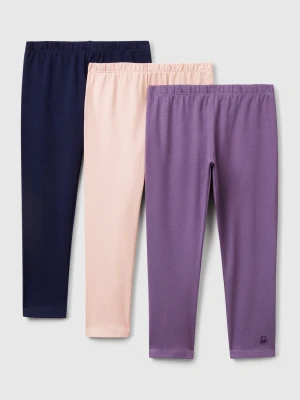 Benetton, Three Leggings In Stretch Cotton, Size: 116, Multi-color, Kids United Colors of Benetton