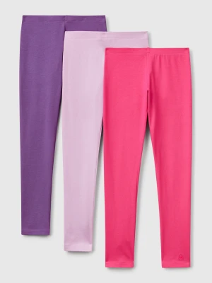 Benetton, Three Leggings In Stretch Cotton, Size: XL, Multi-color, Kids United Colors of Benetton