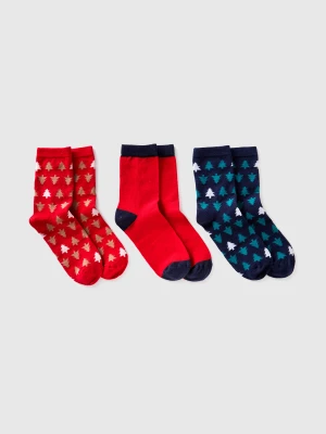 Benetton, Three Pairs Of Christmas Socks, Size: 35-38, Multi-color, Kids United Colors of Benetton