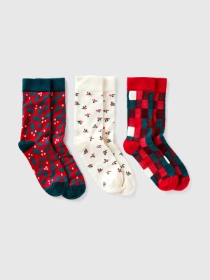 Benetton, Three Pairs Of Christmas Socks, Size: OS, Multi-color, Women United Colors of Benetton