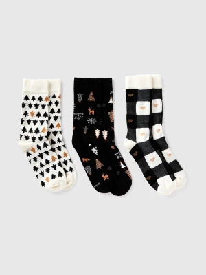 Benetton, Three Pairs Of Christmas Socks, Size: OS, Multi-color, Women United Colors of Benetton