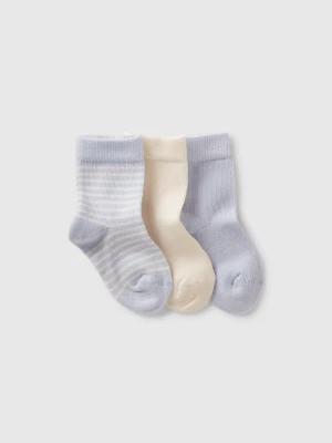 Benetton, Three Pairs Of Light Blue And Cream Socks, size 74, Multi-color, Kids United Colors of Benetton