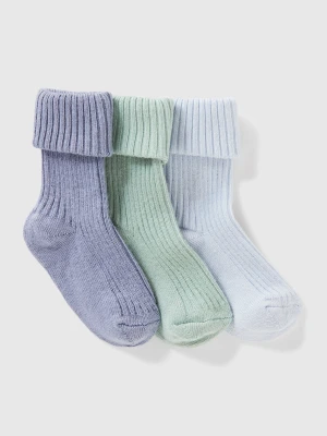 Benetton, Three Pairs Of Ribbed Socks, Size: 74, Multi-color, Kids United Colors of Benetton