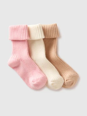 Benetton, Three Pairs Of Ribbed Socks, Size: 74, Multi-color, Kids United Colors of Benetton