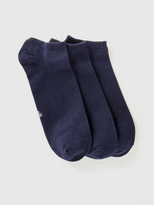 Benetton, Three Pairs Of Short Socks, size 36-38, Dark Blue, Women United Colors of Benetton