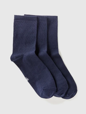 Benetton, Three Pairs Of Short Socks, size 36-38, Dark Blue, Women United Colors of Benetton