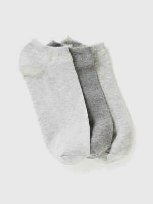 Benetton, Three Pairs Of Short Socks, size 36-38, Gray, Women United Colors of Benetton