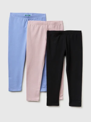 Benetton, Three Stretch Cotton Leggings, Size: 116, Black, Kids United Colors of Benetton