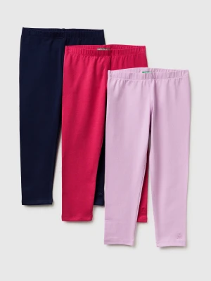 Benetton, Three Stretch Cotton Leggings, Size: 116, Dark Blue, Kids United Colors of Benetton