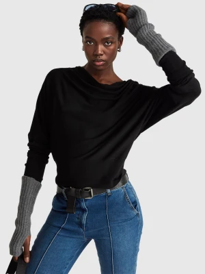 Benetton, Top In Silk Blend, Size: S, Black, Women United Colors of Benetton