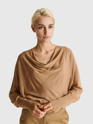 Benetton, Top In Silk Blend, Size: XXS, Camel, Women United Colors of Benetton