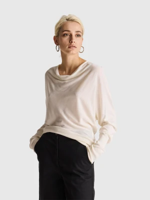 Benetton, Top In Silk Blend, Size: XXS, Creamy White, Women United Colors of Benetton