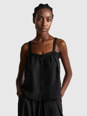 Benetton, Top With Buttons, Size: XS, Black, Women United Colors of Benetton