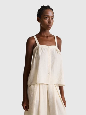 Benetton, Top With Buttons, Size: XS, Creamy White, Women United Colors of Benetton