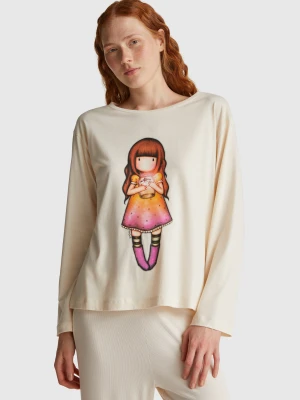 Benetton, Top With ©santoro Gorjuss Print, size XXS, Creamy White, Women United Colors of Benetton
