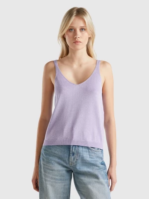 Benetton, Top With V-neck And Lurex, size S, Lilac, Women United Colors of Benetton