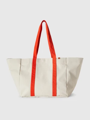 Benetton, Tote Bag In Pure Cotton, size OS, Beige, Women United Colors of Benetton