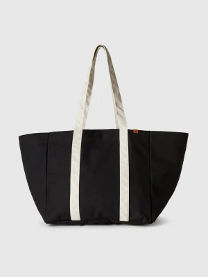 Benetton, Tote Bag In Pure Cotton, size OS, Black, Women United Colors of Benetton