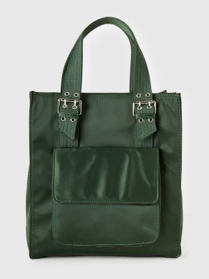 Benetton, Tote Bag With Pockets, Size: OS, Military Green, Women United Colors of Benetton
