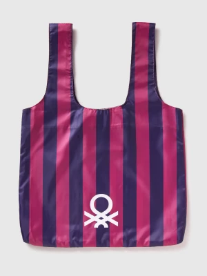 Benetton, Tote Bag With Purple And Fuchsia Stripes, Size: OS, Women United Colors of Benetton