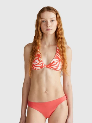 Benetton, Triangle Bikini Top With Coral Print, size 1°, Salmon, Women United Colors of Benetton