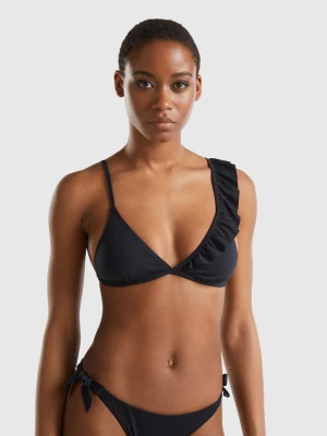 Benetton, Triangle Bikini Top With Frill In Econyl®, size 1°, Black, Women United Colors of Benetton