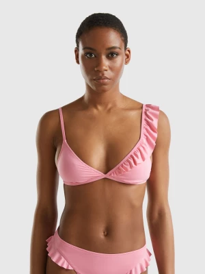 Benetton, Triangle Bikini Top With Frill In Econyl®, size 1°, Pink, Women United Colors of Benetton