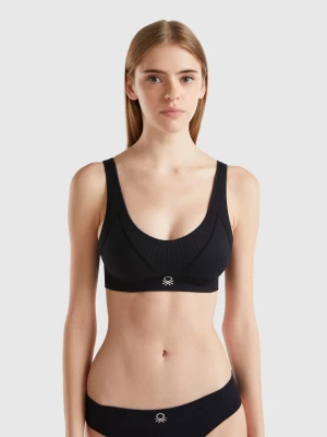 Benetton, Triangle Bra In Recycled Nylon Blend, size L, Black, Women United Colors of Benetton