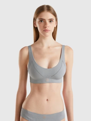 Benetton, Triangle Bra In Recycled Nylon Blend, size L, Gray, Women United Colors of Benetton