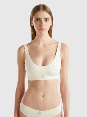 Benetton, Triangle Bra In Recycled Nylon Blend, size M, Creamy White, Women United Colors of Benetton