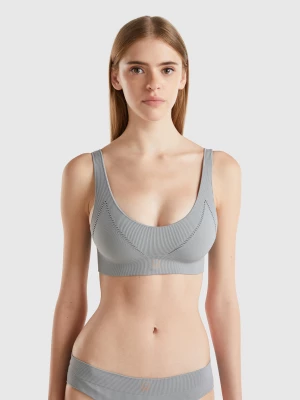 Benetton, Triangle Bra In Recycled Nylon Blend, size M, Gray, Women United Colors of Benetton