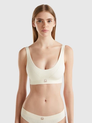 Benetton, Triangle Bra In Recycled Nylon Blend, size S, Creamy White, Women United Colors of Benetton