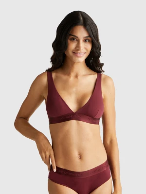 Benetton, Triangle Bra In Stretch Cotton, Size: 1°, Burgundy, Women United Colors of Benetton