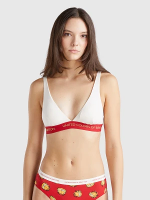 Benetton, Triangle Bra In Stretch Cotton, Size: 1°, Creamy White, Women United Colors of Benetton