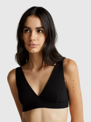Benetton, Triangle Bra In Stretch Cotton, Size: 2°, Black, Women United Colors of Benetton