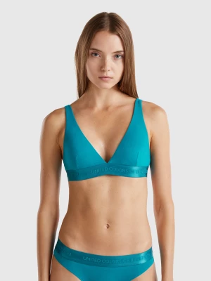 Benetton, Triangle Bra In Stretch Organic Cotton, size 1°, Teal, Women United Colors of Benetton