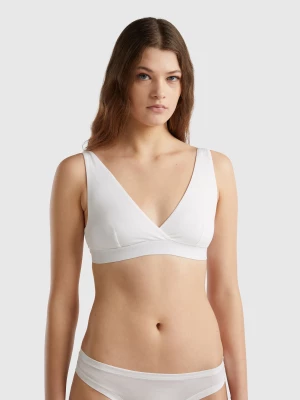 Benetton, Triangle Bra In Super Stretch Organic Cotton, size M, White, Women United Colors of Benetton