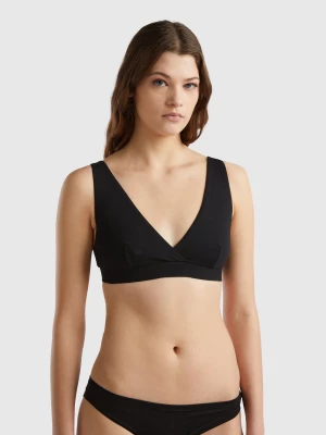 Benetton, Triangle Bra In Super Stretch Organic Cotton, size S, Black, Women United Colors of Benetton