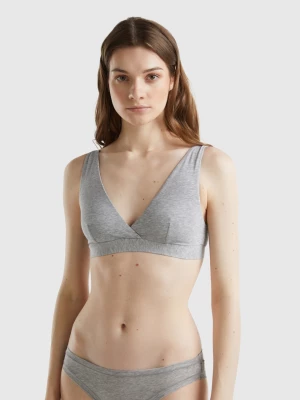 Benetton, Triangle Bra In Super Stretch Organic Cotton, size S, Light Gray, Women United Colors of Benetton